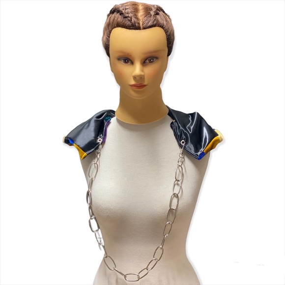 Handmade Patchwork Rave Festival Hood With Chain - Picture 10 of 10